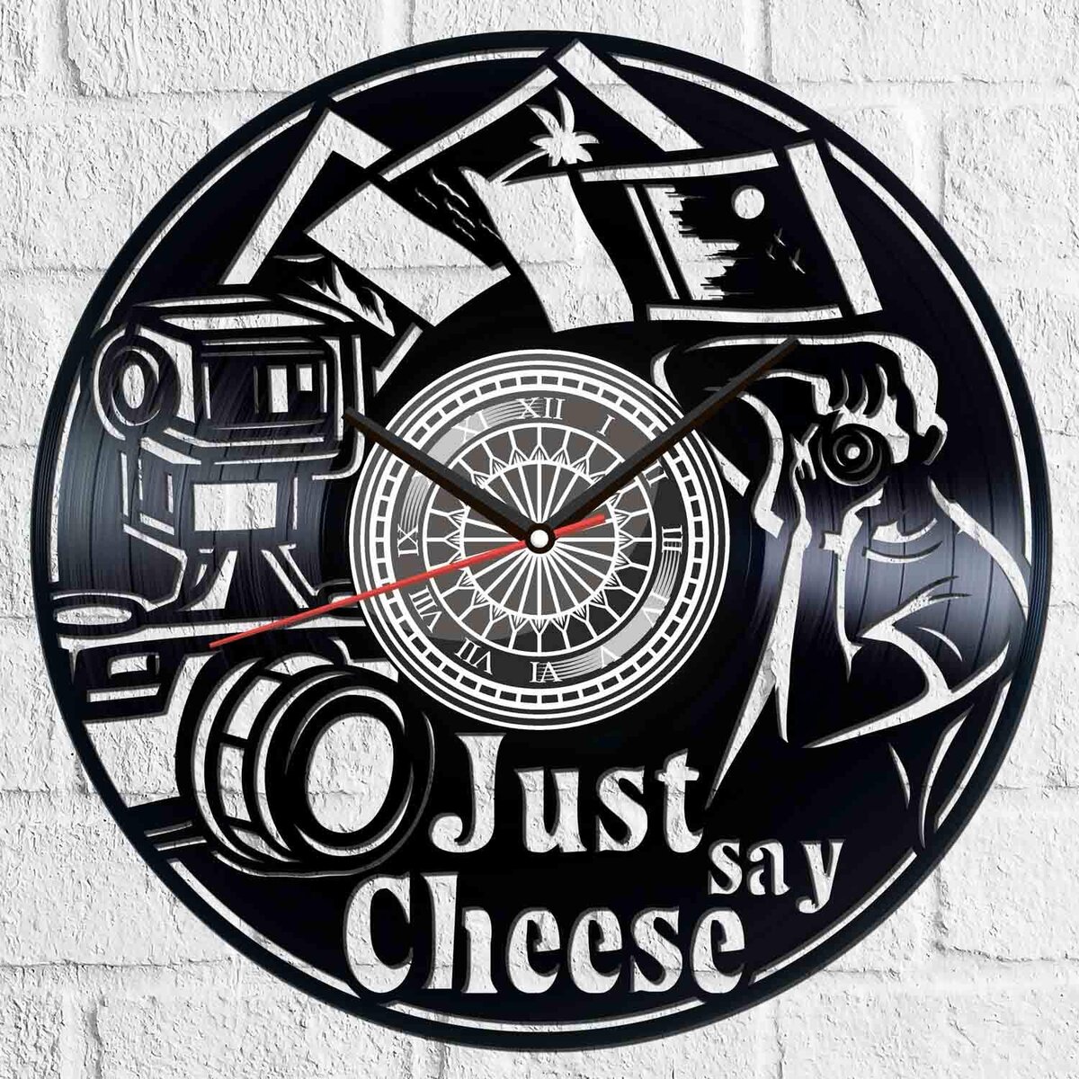 Intra απο ξύλο plywood 3mm-4mm πάχος - Just Say Cheese Vinyl Photography Clock Δίασταση 30x30 cm Intraeaxys-ro6y9e37