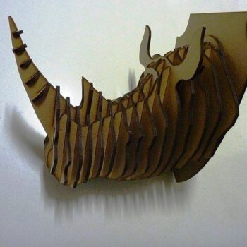 Intra απο ξύλο plywood 3mm-4mm πάχος - Διακόσμηση τοίχου με κεφαλή ρινόκερου Δίασταση 30x30 cm Intraeaxys-qomm3rro - Image 1