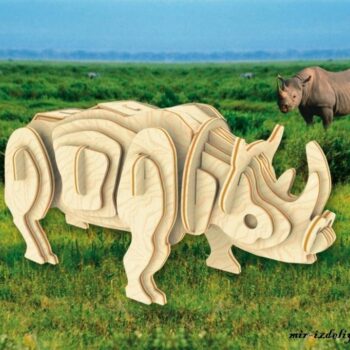 Intra απο ξύλο plywood 3mm-4mm πάχος - Σχέδια CNC 3D Puzzle Rhino Δίασταση 30x30 cm Intraeaxys-voqgyj12 - Image 1