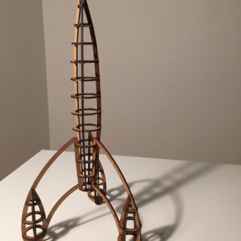 Intra απο ξύλο plywood 3mm-4mm πάχος - Πύραυλος Tintin Moon Δίασταση 30x30 cm Intraeaxys-6o3yg2k7 - Image 1