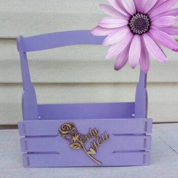 Intra απο ξύλο plywood 3mm-4mm πάχος - Ξύλινο ντεκόρ καλάθι με τριαντάφυλλο Δίασταση 30x30 cm Intraeaxys-075y9jko - Image 1