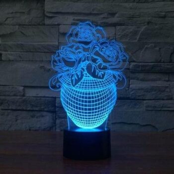 Intra απο ξύλο plywood 3mm-4mm πάχος - Αρχείο PDF Τριαντάφυλλο σε Βάζο 3D Illusion Lamp Led Night Lights Δίασταση 30x30 cm Intraeaxys-6o3ynlj7 - Image 1