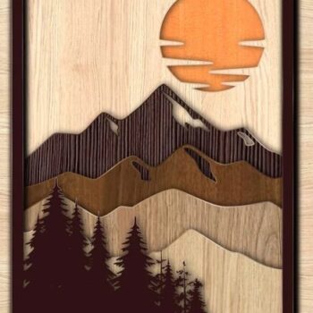 Intra απο ξύλο plywood 3mm-4mm πάχος - Πολυεπίπεδη διακόσμηση τοίχου Mountain Art Forest Δίασταση 30x30 cm Intraeaxys-yon0l9y7 - Image 1