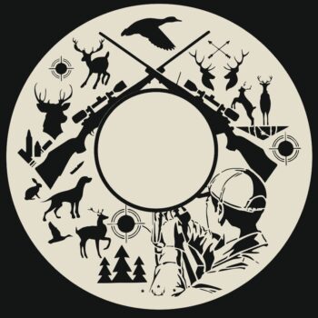 Intra απο ξύλο plywood 3mm-4mm πάχος - Ρολόι τοίχου Hunter Wild Animals Διακοσμητικό τοίχου κυνηγιού Δίασταση 30x30 cm Intraeaxys-d1lvjpgo - Image 1