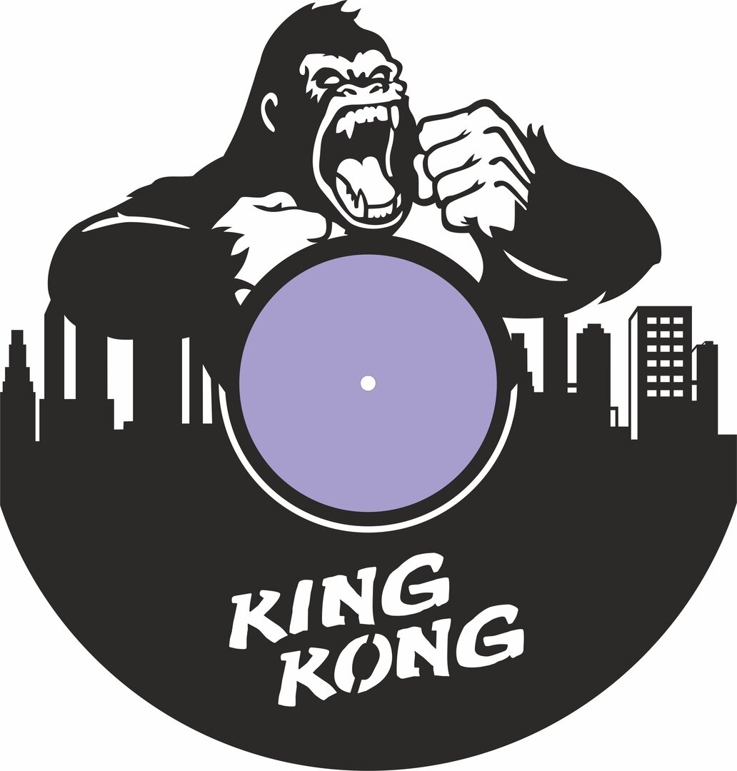 Intra απο ξύλο plywood 3mm-4mm πάχος - Ρολόι τοίχου King Kong Vinyl Record Δίασταση 30x30 cm Intraeaxys-pok3xxj7
