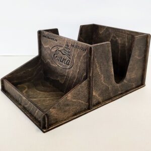 Intra απο ξύλο plywood 3mm-4mm πάχος - Θήκη χαρτοπετσέτας με θήκη για αλάτι & πιπέρι Οργανωτή αποθήκευσης για κουζίνα και τραπεζαρία Δίασταση 30x30 cm Intraeaxys-ro6y3mn7