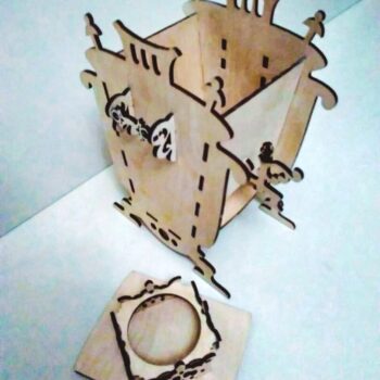 Intra απο ξύλο plywood 3mm-4mm πάχος - Κουτί διανομής για φακελάκια τσαγιού σε σχήμα Samovar Δίασταση 30x30 cm Intraeaxys-r1z2ppp1 - Image 4