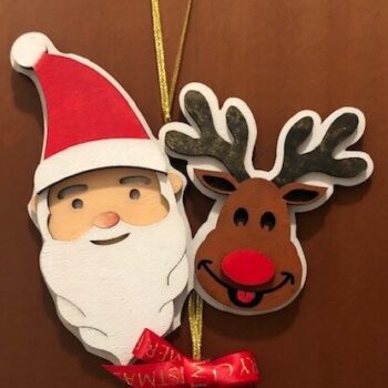 Intra απο ξύλο plywood 3mm-4mm πάχος - Άγιος Βασίλης και τάρανδος 3 χλστ Δίασταση 30x30 cm Intraeaxys-yon0nnx7 - Image 1