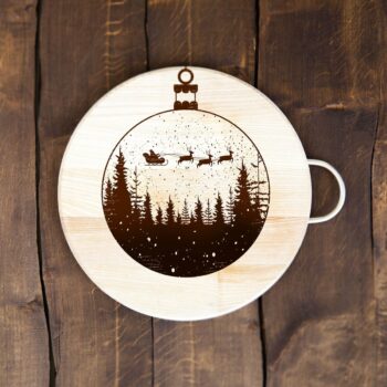 Intra απο ξύλο plywood 3mm-4mm πάχος - Χαρακτική με λέιζερ Χριστουγεννιάτικο Flying Santa Sleigh Τάρανδος Δίασταση 30x30 cm Intraeaxys-6o3y3qr7 - Image 1