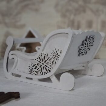 Intra απο ξύλο plywood 3mm-4mm πάχος - Χριστουγεννιάτικη διακόσμηση έλκηθρου Δίασταση 30x30 cm Intraeaxys-078y5m5o - Image 1