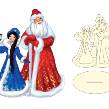 Intra απο ξύλο plywood 3mm-4mm πάχος - Χριστουγεννιάτικη διακόσμηση Άγιου Βασίλη και Χιονάτου Δίασταση 30x30 cm Intraeaxys-e1gk4kxo - Image 1