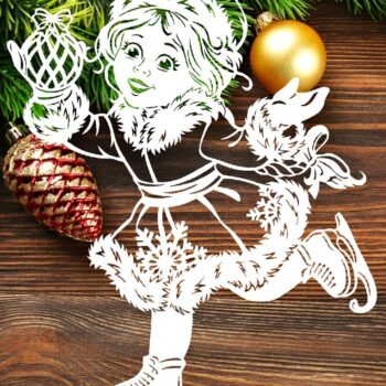 Intra απο ξύλο plywood 3mm-4mm πάχος - Snow Maiden Πρωτοχρονιάτικη διακόσμηση γυάλινων παραθύρων Αρχείο PDF Δίασταση 30x30 cm Intraeaxys-joedzm51 - Image 1