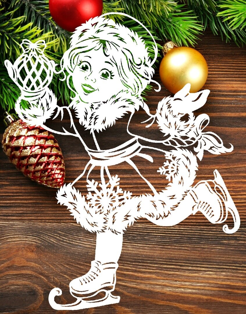 Intra απο ξύλο plywood 3mm-4mm πάχος - Snow Maiden Πρωτοχρονιάτικη διακόσμηση γυάλινων παραθύρων Αρχείο PDF Δίασταση 30x30 cm Intraeaxys-joedzm51