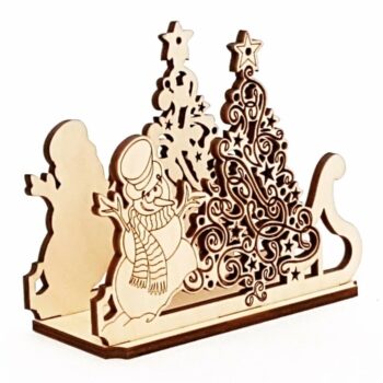 Intra απο ξύλο plywood 3mm-4mm πάχος - Θήκη χαρτοπετσέτας για χριστουγεννιάτικο δέντρο χιονάνθρωπος Δίασταση 30x30 cm Intraeaxys-eoxlg0go - Image 1