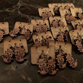 Intra απο ξύλο plywood 3mm-4mm πάχος - Σκουλαρίκια χιονάνθρωπος Δίασταση 3x3 cm Intraeaxys-ro6yx2q7 - Image 3