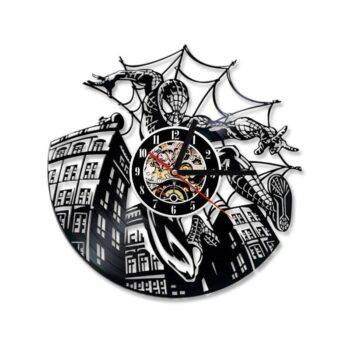 Intra απο ξύλο plywood 3mm-4mm πάχος - Ρολόι δίσκου βινυλίου Spiderman Δίασταση 30x30 cm Intraeaxys-lopq6g57 - Image 3