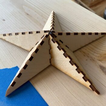 Intra απο ξύλο plywood 3mm-4mm πάχος - 3D αστέρι Δίασταση 30x30 cm Intraeaxys-ro6dyrn7 - Image 1