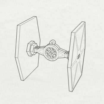 Intra απο ξύλο plywood 3mm-4mm πάχος - Διακοσμητική κάρτα TIE Fighter Δίασταση 30x30 cm Intraeaxys-075dyw0o - Image 3