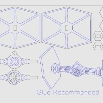 Intra απο ξύλο plywood 3mm-4mm πάχος - Διακοσμητική κάρτα TIE Fighter Δίασταση 30x30 cm Intraeaxys-075dyw0o - Image 4