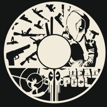 Intra απο ξύλο plywood 3mm-4mm πάχος - Ρολόι τοίχου Deadpool Δίασταση 30x30 cm Intraeaxys-eo20xem7 - Image 1