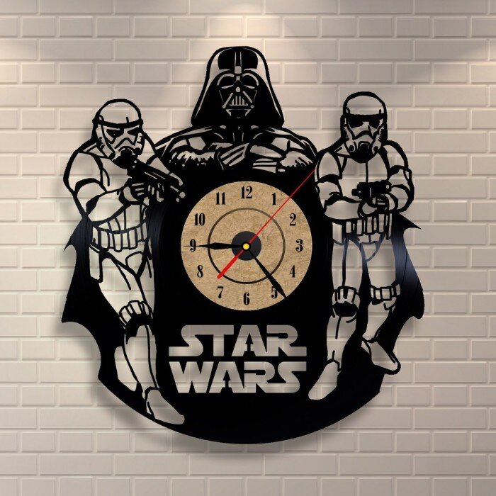 Intra απο ξύλο plywood 3mm-4mm πάχος - Ρολόι τοίχου Star Wars Darth Vader και Storm Troopers Δίασταση 30x30 cm Intraeaxys-eo402d1j