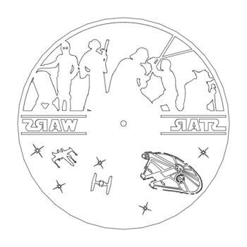 Intra απο ξύλο plywood 3mm-4mm πάχος - Clock On A Record – Star Wars Δίασταση 30x30 cm Intraeaxys-voqm9q12 - Image 1