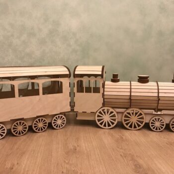 Intra απο ξύλο plywood 3mm-4mm πάχος - Συσκευασία δώρου Πρότυπο ατμομηχανής Δίασταση 30x30 cm Intraeaxys-yon062k7 - Image 1