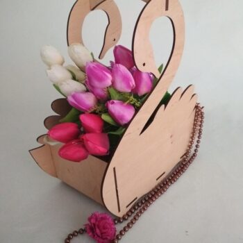 Intra απο ξύλο plywood 3mm-4mm πάχος - Καλάθι λουλουδιών κύκνων Δίασταση 30x30 cm Intraeaxys-51rrd3v1 - Image 3