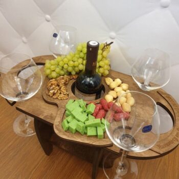 Intra απο ξύλο plywood 3mm-4mm πάχος - Τραπέζι κρασιού Γυάλινη θήκη για μπουκάλι κρασιού Δίασταση 30x30 cm Intraeaxys-r7vmwkk7 - Image 1