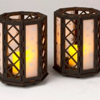 Intra απο ξύλο plywood 3mm-4mm πάχος - Οκτάγωνο Κηροπήγιο Δίασταση 30x30 cm Intraeaxys-078ym3mo - Image 1