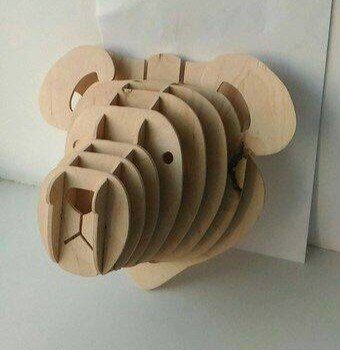 Intra απο ξύλο plywood 3mm-4mm πάχος - Διακόσμηση τοίχου κεφαλιού Teddy Bear Δίασταση 30x30 cm Intraeaxys-m1d6x3d7 - Image 1