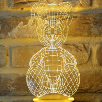 Intra απο ξύλο plywood 3mm-4mm πάχος - Teddy Bear 3D Night Light Δίασταση 30x30 cm Intraeaxys-yon0g5p7 - Image 1