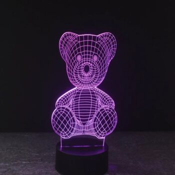 Intra απο ξύλο plywood 3mm-4mm πάχος - Teddy Bear 3D Illusion Lamp Δίασταση 30x30 cm Intraeaxys-eo2028q7 - Image 1