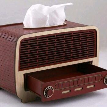 Intra απο ξύλο plywood 3mm-4mm πάχος - Ραδιόφωνο θήκη χαρτοπετσέτας με συρτάρι Δίασταση 30x30 cm Intraeaxys-joed5g61 - Image 1