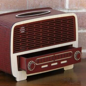 Intra απο ξύλο plywood 3mm-4mm πάχος - Ραδιόφωνο θήκη χαρτοπετσέτας με συρτάρι Δίασταση 30x30 cm Intraeaxys-joed5g61 - Image 3