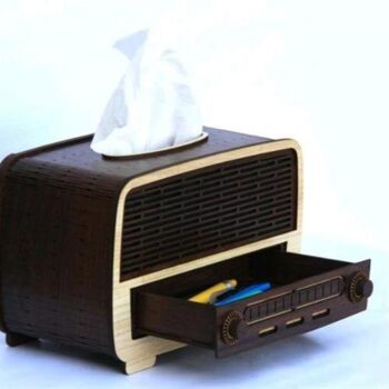 Intra απο ξύλο plywood 3mm-4mm πάχος - Ραδιόφωνο θήκη χαρτοπετσέτας με συρτάρι Δίασταση 30x30 cm Intraeaxys-joed5g61 - Image 6