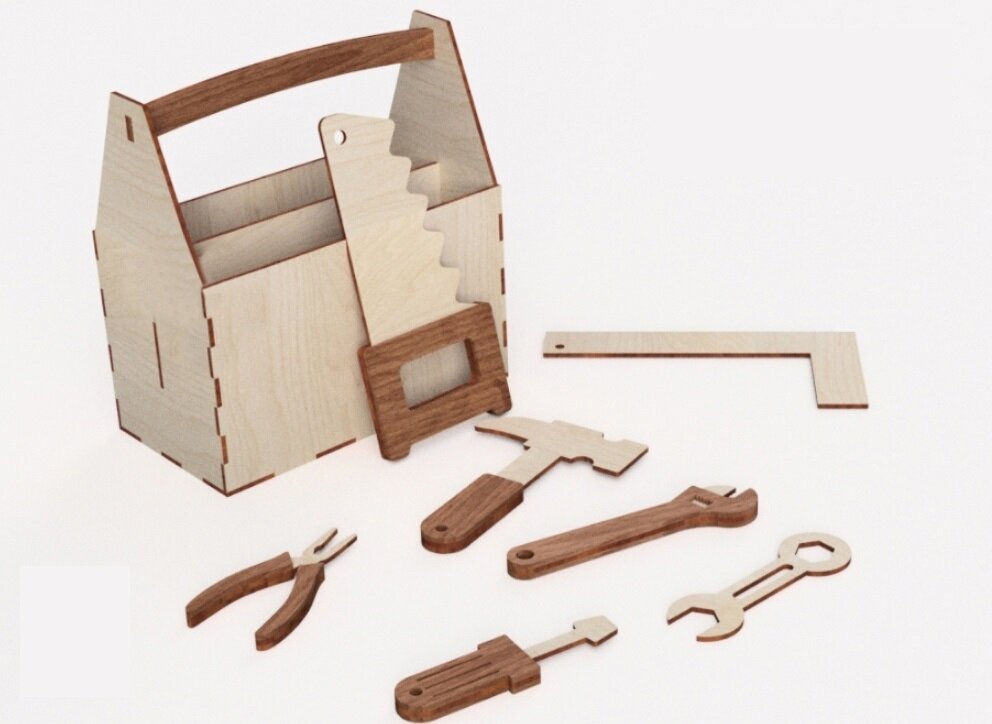 Intra απο ξύλο plywood 3mm-4mm πάχος - Σετ εργαλείων για παιδιά Δίασταση 30x30 cm Intraeaxys-voq2jgeo