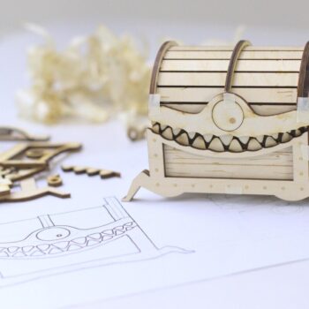 Intra απο ξύλο plywood 3mm-4mm πάχος - Monster Treasure Chest Δίασταση 30x30 cm Intraeaxys-p7ym6lr7 - Image 3