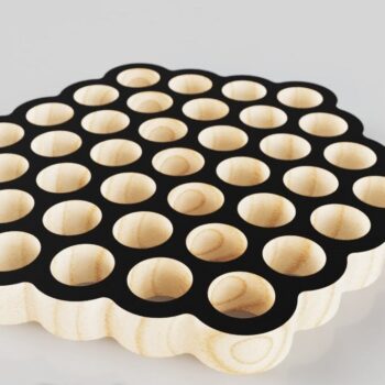 Intra απο ξύλο plywood 3mm-4mm πάχος - Στρογγυλό Honeycomb Trivet 37 Holes Δίασταση 30x30 cm Intraeaxys-p7ymwgz7 - Image 3