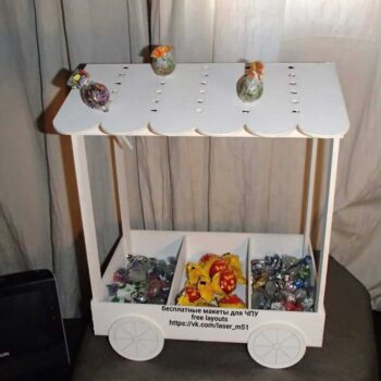 Intra απο ξύλο plywood 3mm-4mm πάχος - Cart Candy Sweet Trolly Δίασταση 30x30 cm Intraeaxys-lopqnl57 - Image 1