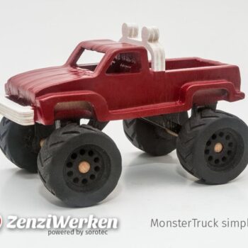 Intra απο ξύλο plywood 3mm-4mm πάχος - Monster Truck Απλοποιημένο CNC/Laser Δίασταση 30x30 cm Intraeaxys-pokm3j31 - Image 1