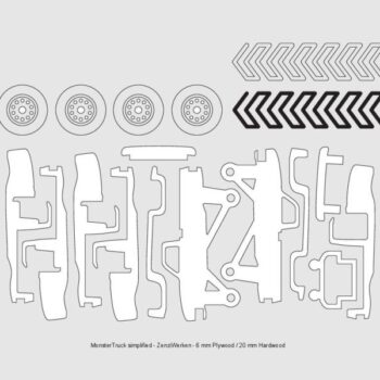 Intra απο ξύλο plywood 3mm-4mm πάχος - Monster Truck Απλοποιημένο CNC/Laser Δίασταση 30x30 cm Intraeaxys-pokm3j31 - Image 7