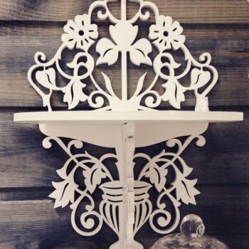 Intra απο ξύλο plywood 3mm-4mm πάχος - Ράφι τοίχου με λουλουδάτο σχέδιο Δίασταση 30x30 cm Intraeaxys-voq2j4qo - Image 1