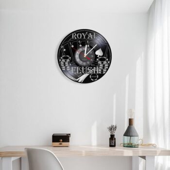 Intra απο ξύλο plywood 3mm-4mm πάχος - Royal Flush Poker Ρολόι τοίχου Παιχνίδια καρτών Βινυλίου Διακόσμηση τοίχου Δίασταση 30x30 cm Intraeaxys-6o3ywkr7 - Image 4