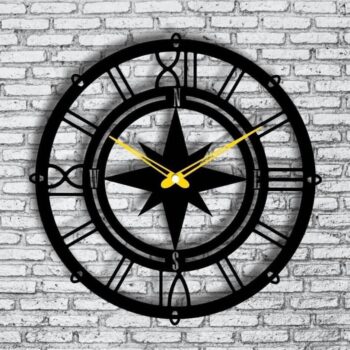Intra απο ξύλο plywood 3mm-4mm πάχος - Ρολόι τοίχου πυξίδα Ρολόι τοίχου Sailor Δίασταση 30x30 cm Intraeaxys-pok3dg97 - Image 1