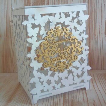 Intra απο ξύλο plywood 3mm-4mm πάχος - Κουτί για κάρτες γάμου πεταλούδα Δίασταση 30x30 cm Intraeaxys-eo4qgky7 - Image 1