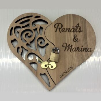 Intra απο ξύλο plywood 3mm-4mm πάχος - Διακόσμηση γάμου Heart Love Lock Δίασταση 30x30 cm Intraeaxys-d1lvl2go - Image 3