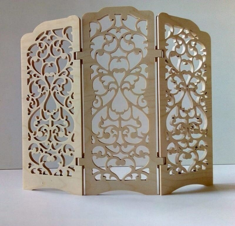 Intra απο ξύλο plywood 3mm-4mm πάχος - Οθόνη δωματίου με τρία πάνελ Δίασταση 30x30 cm Intraeaxys-078yq24o