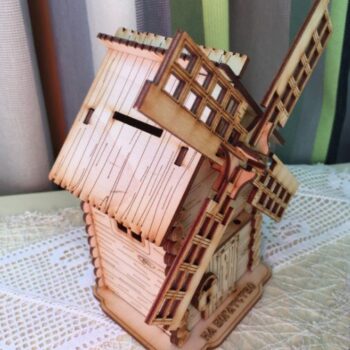 Intra απο ξύλο plywood 3mm-4mm πάχος - 3D Ανεμόμυλος Δίασταση 30x30 cm Intraeaxys-eo46n91j - Image 1