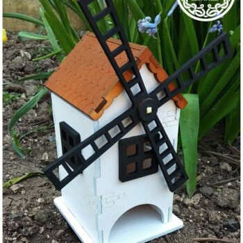 Intra απο ξύλο plywood 3mm-4mm πάχος - Ανεμόμυλος σπιτάκι τσαγιού με λέιζερ Δίασταση 30x30 cm Intraeaxys-eo09y3og - Image 1